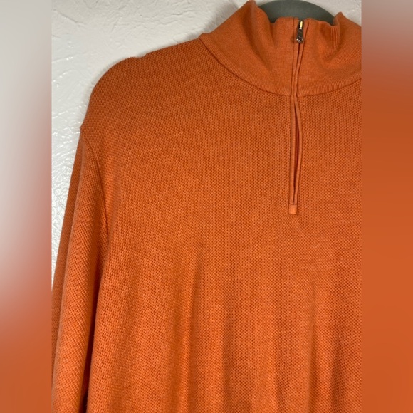 Polo Ralph Lauren Mens 1/4 Zip Sweater Size XL Orange Pony Long Sleeve - Picture 2 of 16